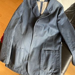 Unstructured Blue Cotton Blazer (XL)